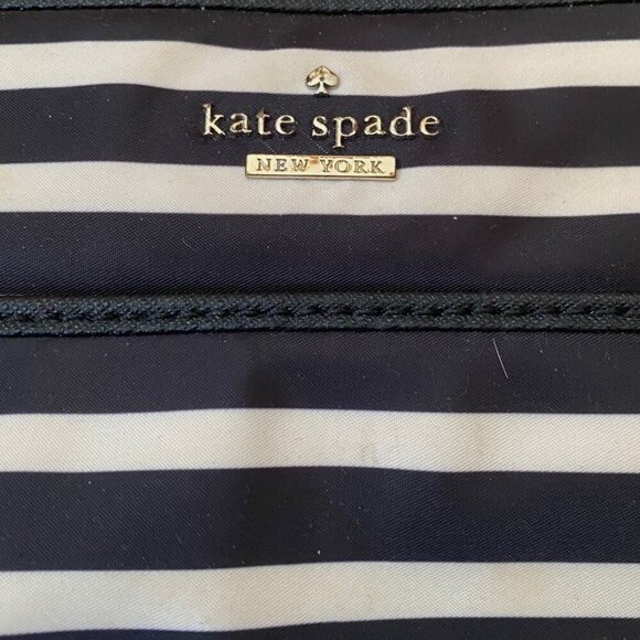 Kate Spade striped black and tan crossbody nylon purse bag - Picture 10 of 16